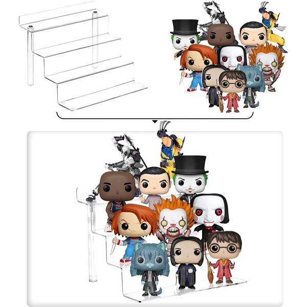 Clear Acrylic Riser Display Stand 4 Tier Organizer Detachable 9x8.2x6.8inch