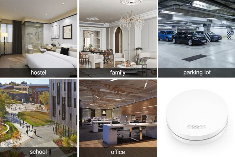 Alkaline Zinc Battery Tuya Wifi Intelligent Fire Smoke Alarm Detector With 85 Decibel Alarm