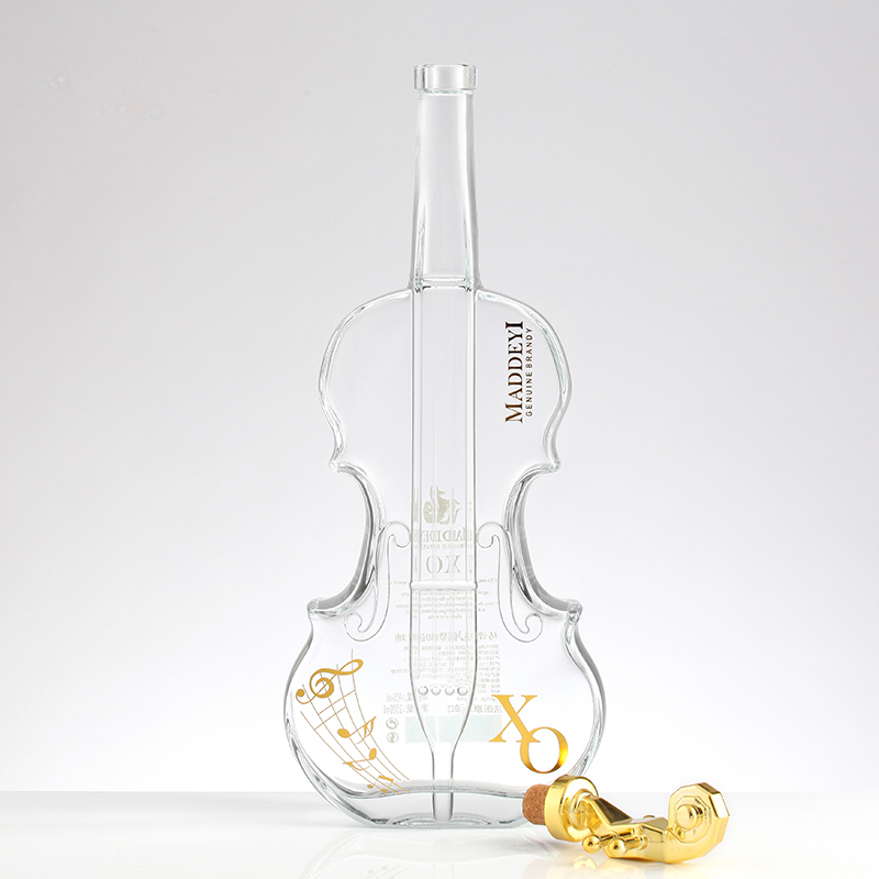 350ml 500ml 750ml 1000ml Guitar Shape Glass Bottles With Gold Lid For Whiskey Liquor