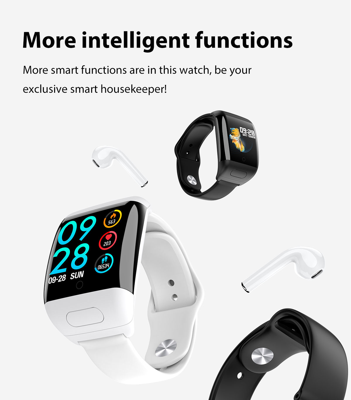 HL36 smart watch Sleep Monitoring 1.3inch Waterproof Running Watch SMS WeChat Call Reminder