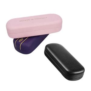 China Stylish Black Pink PU Leather Sunglasses Case With Logo Printed wholesale
