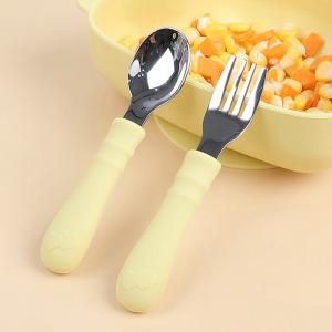 China Yellow Silicone Spoon And Fork Heat Insulation silicone feeding spoon wholesale