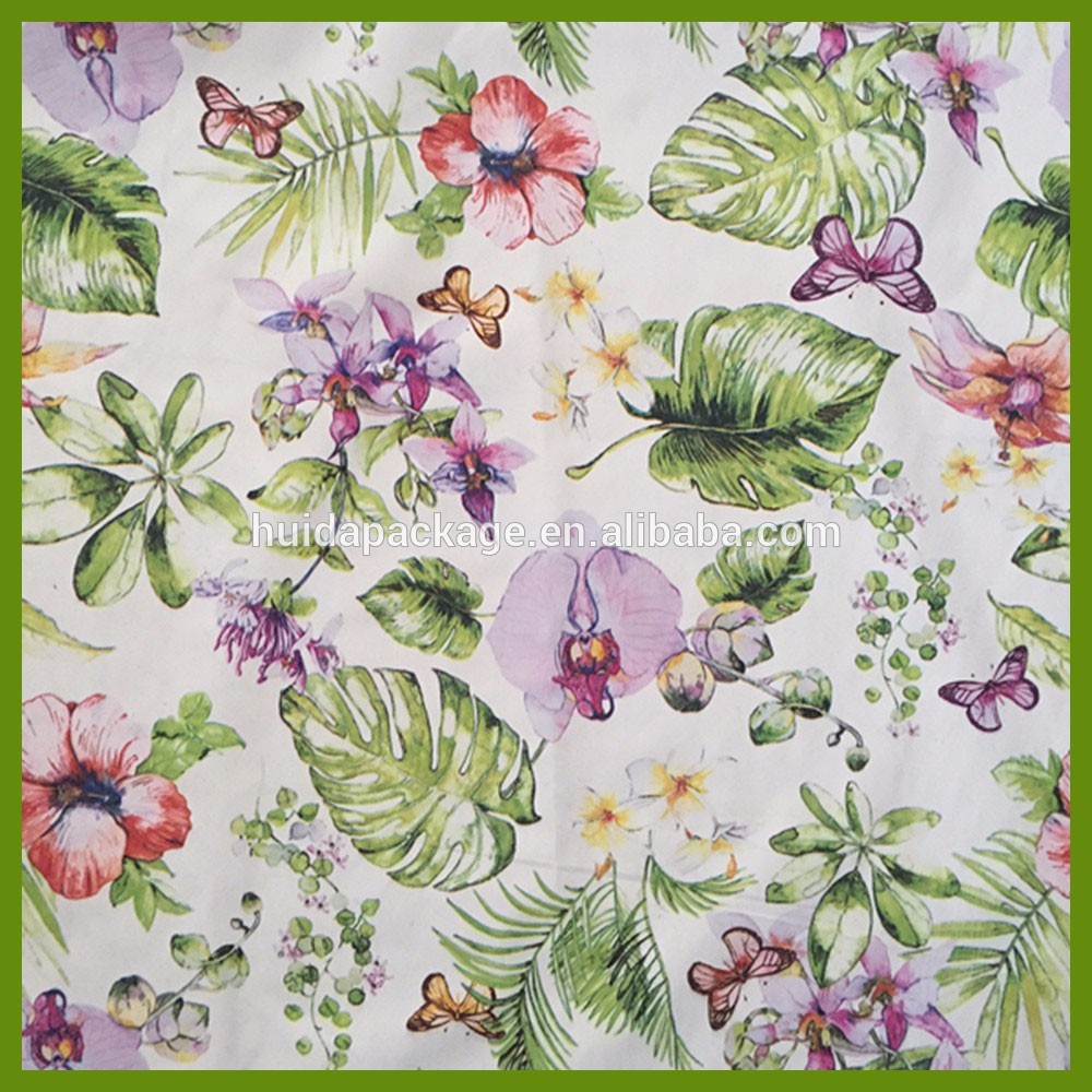 Flower blooming heat transfer printing tablecloth made of 120gsm polyester fabrics