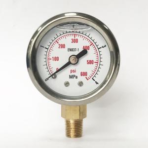 China 40mm 4 MPa 600 psi Radial Mounting Stainless Steel Pressure Gauge Liquid Fillable wholesale