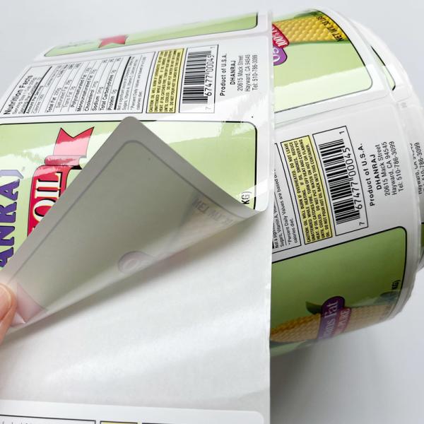 CMYK Printing Vinyl Stickers Food Bottle Packaging Roll Adhesive Customized