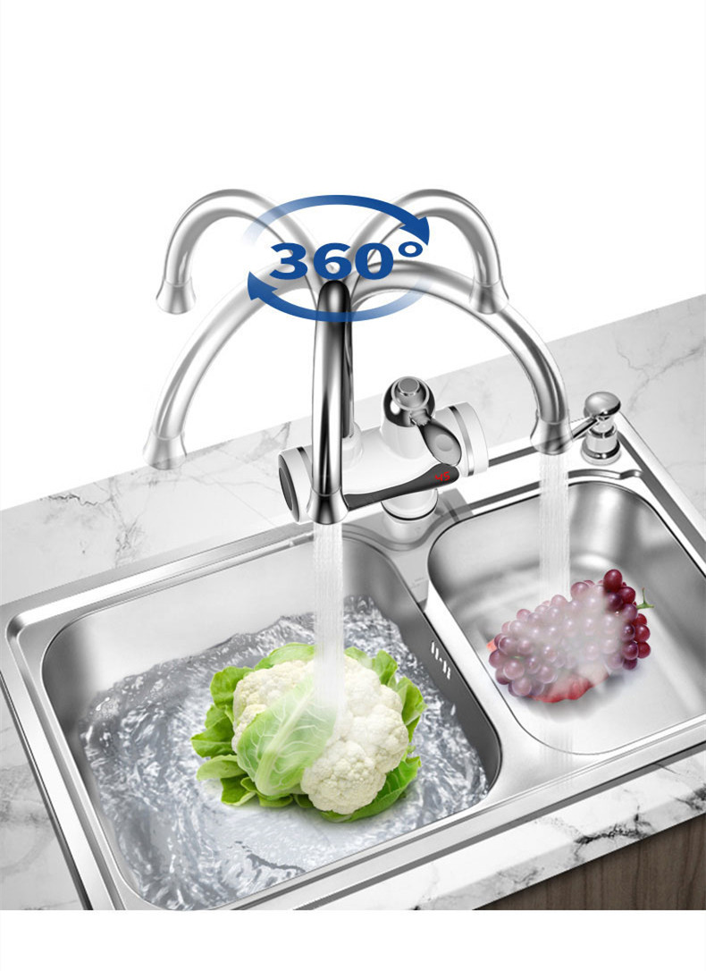 Leakage Protection 3kw Heater Electric Hot Water Tap 170mm Width For Kitchen