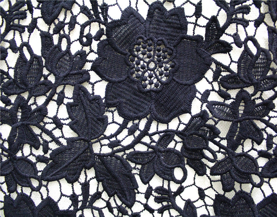 New dyeable lace fabric flower design black crochet cotton lace new design water soluble african fabrics
