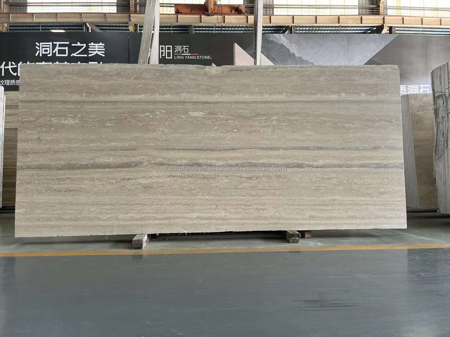 12x24 Inch Size Grey Veins Beige Travertine Floor Slab at Good in Modern Design Style