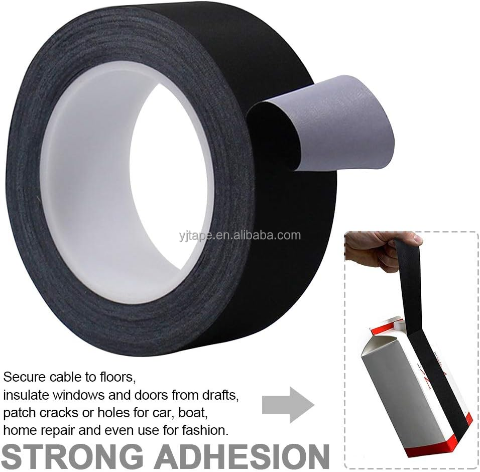 3 Inch Easy Tear Matte Gaffa Tape Black Heat Resistant Carton Package