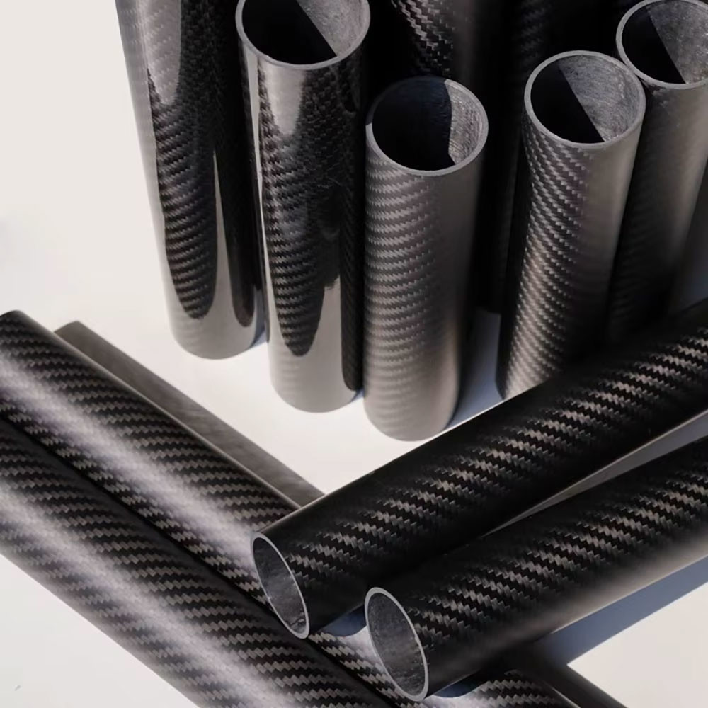 14x12x1000mm 3K CF Tube Carbon Fiber / Lightweight Fibre Tube 3K Roll Wrapped