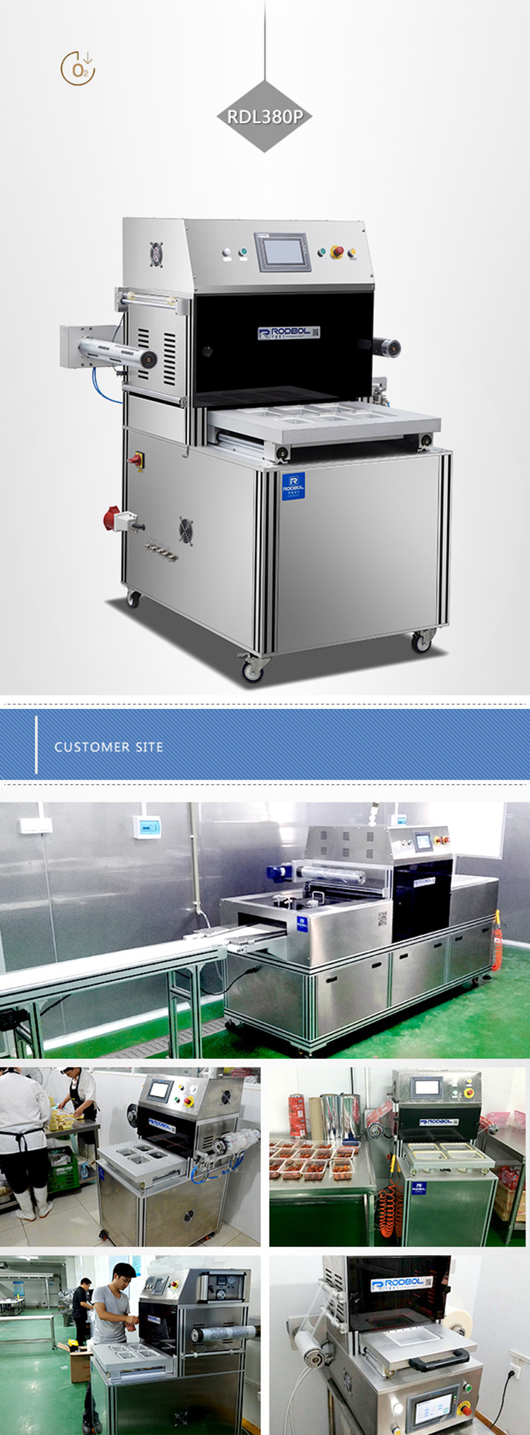 Floor Type Ready Meal Packaging Machine 6061 Anodized Aluminum Alloy Workbench