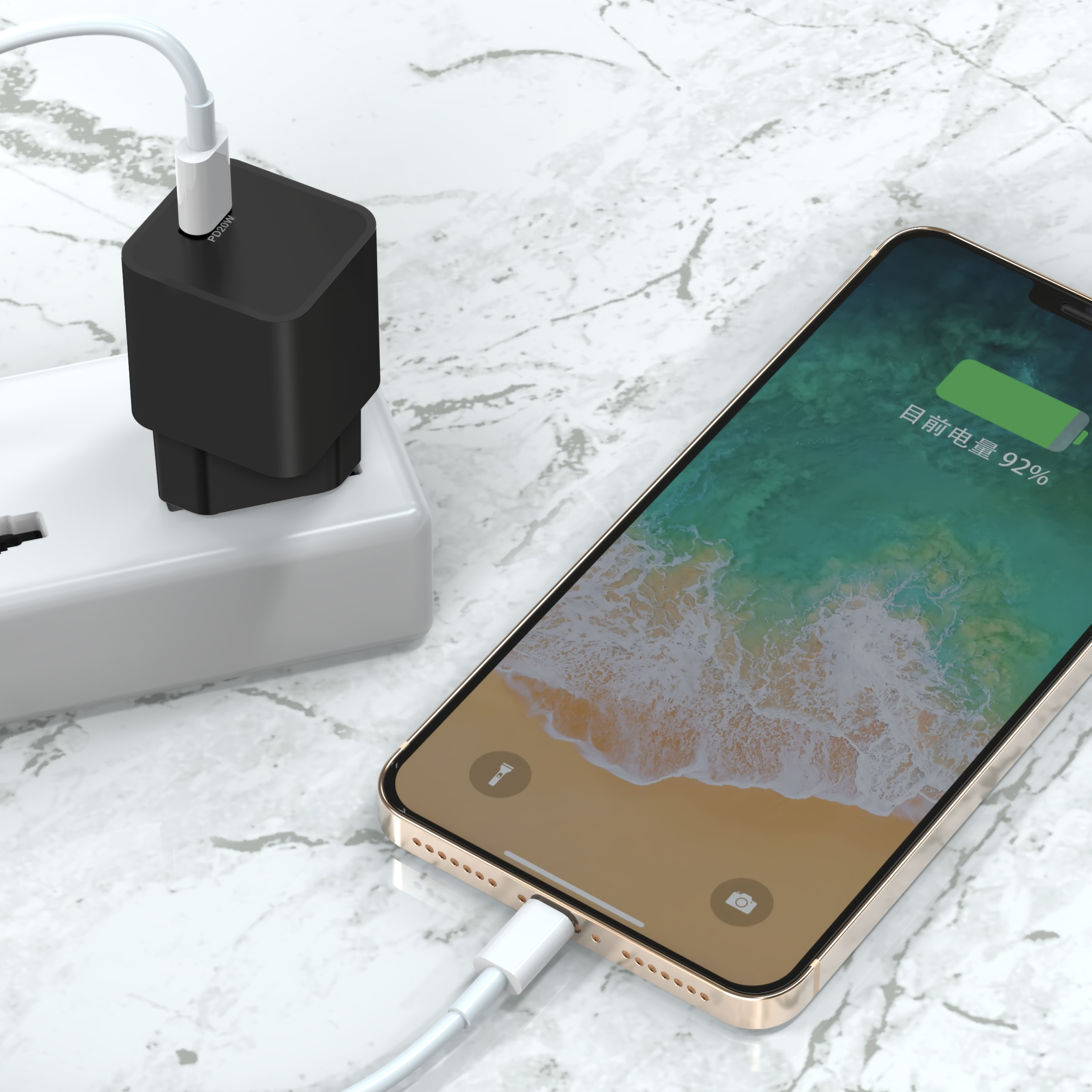 Black 20W PD Portable Smartphone Charger Iphone 12 USB Wall Charging