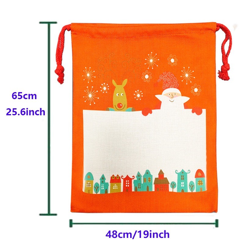 Large Linen Santa Sack For Christmas Blank Sublimation Candy Bag In Stock