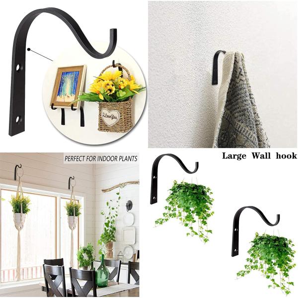 Decorative Iron Metal Wall Hook Plant Hanger Bracket Flexible Hook Lantern Wall Hanger for Hanging Plants Outdoor