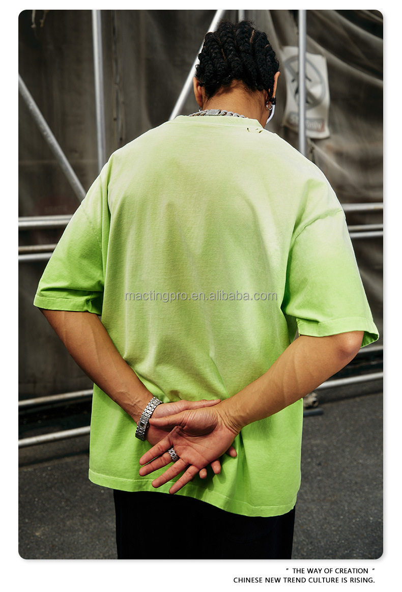 250 Gsm Oversized Streetwear Vintage Sun Faded Acid Wash T Shirt Oversized Men'S