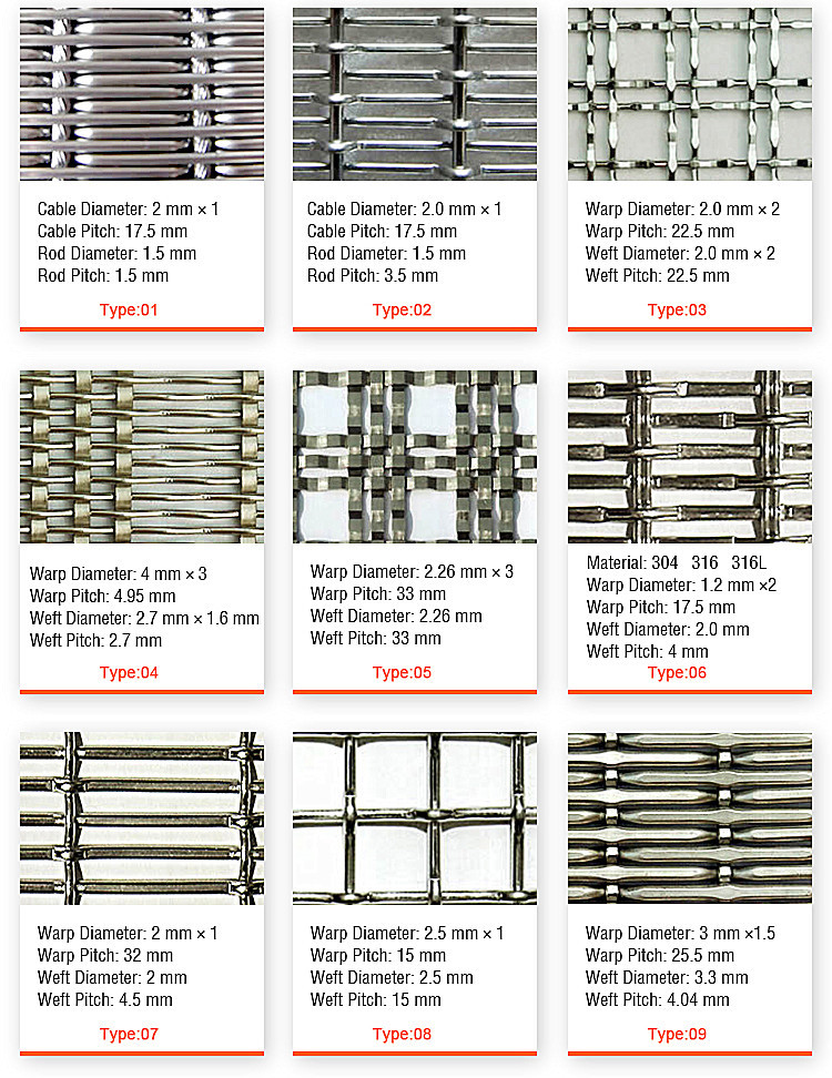 Woven Metal Decorative Lock 2.26mm Stainless Steel Crimped Wire Mesh