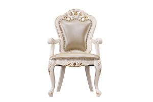 China Luxury Chairs of Ivory White in wooden for Dining room Furniture sets Armchair by Leather upholstered Classic design wholesale