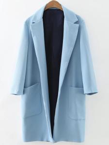 China fashion lapel collar long sleeve cotton+polyester ladies coat wholesale