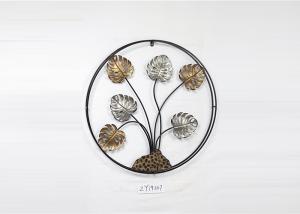 China Living Room Bedroom Porch Patio Antique Wall Decorations Palm Leaves With Black Metal Frame wholesale
