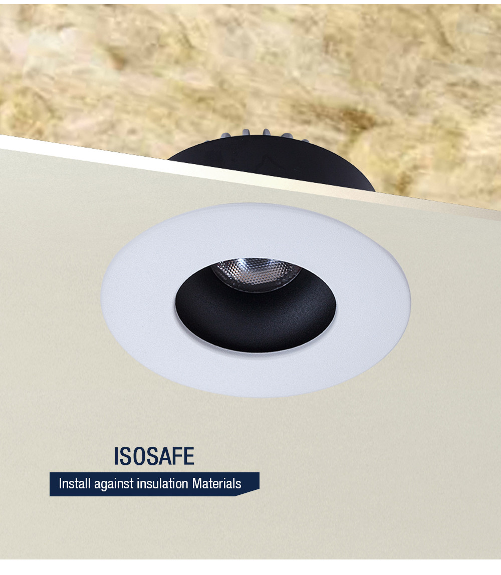 Recessed IP54 Warm Dimming LED Downlight 12W COB Flicker Free