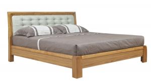 China Oak furniture modern bedroom set double wooden bed models with genuine leather head on sale