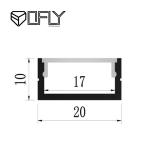 Milky Frosted Opal Cover Surface Mounted LED Profile For Ceiling Cabinet