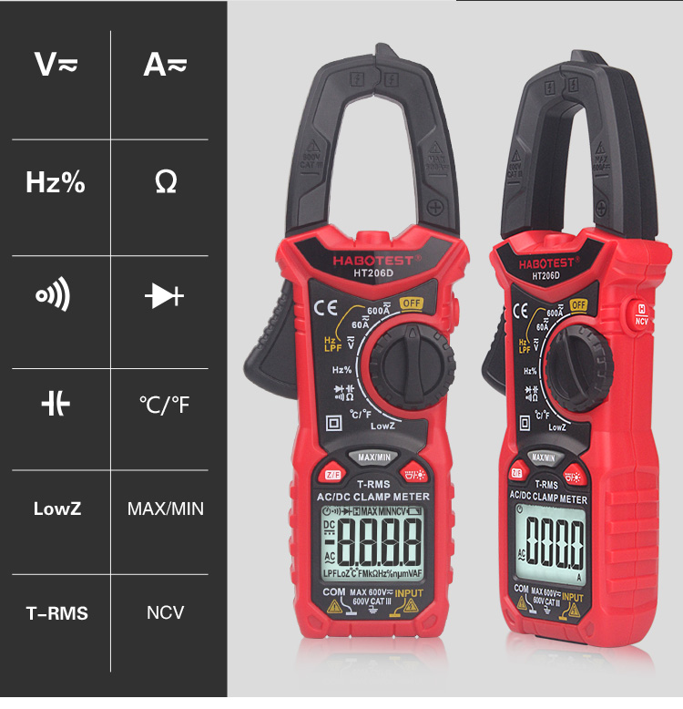 OEM 600A 10nF Digital Clamp Meters Amperometric Clamp Meter