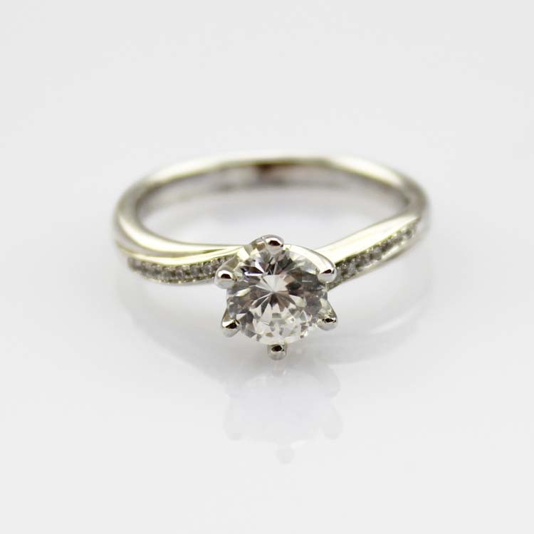 925 Silver Women Ring 6mm Round CZ Diamonds Engagement Ring(R284)
