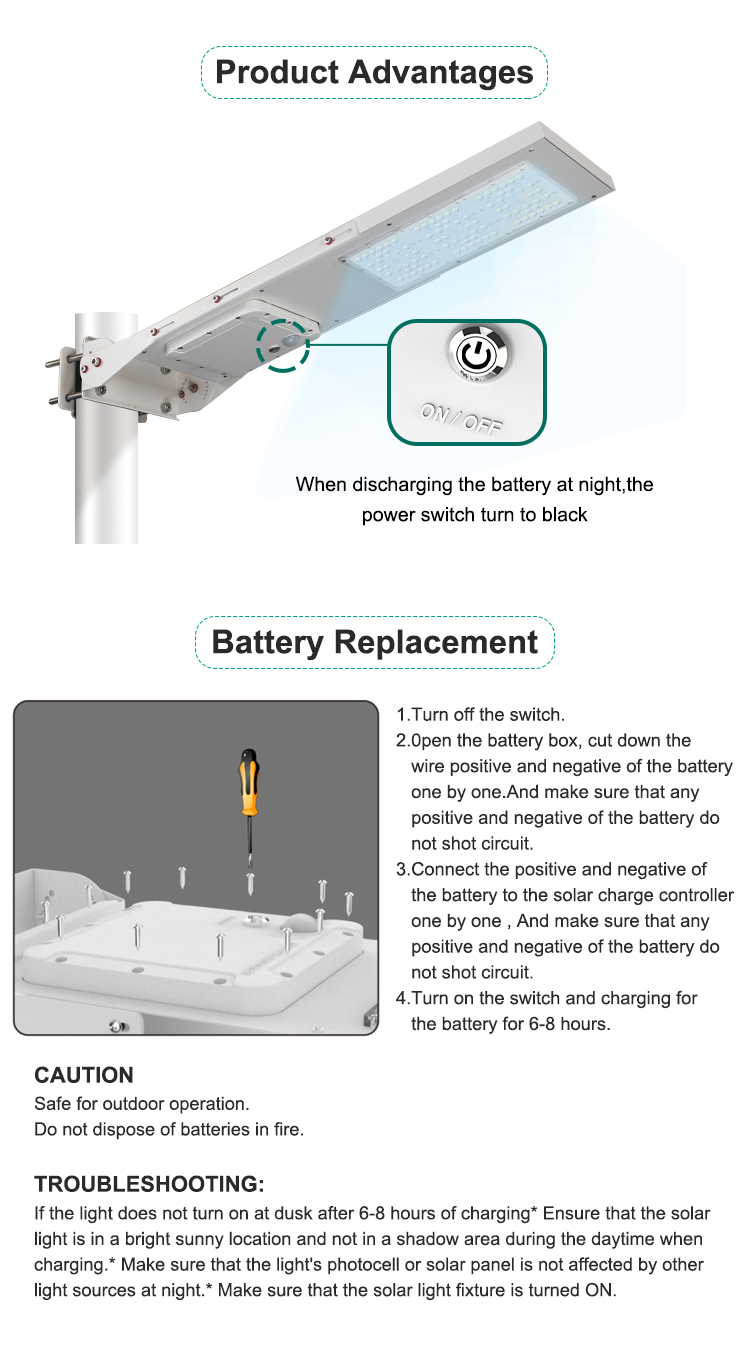 95 Ra High Lumen Solar Led Street Light Lamp 15W 30W All In One Outdoor Waterproof