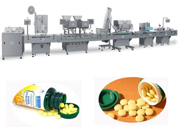 Auto Pharmaceutical Tablet Bottle Filling Machine Support Bottle Capping And