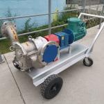 Stainless Steel PTFE Handcart Lobe Pump , Anti Aging Lobe Mobile Diesel Water