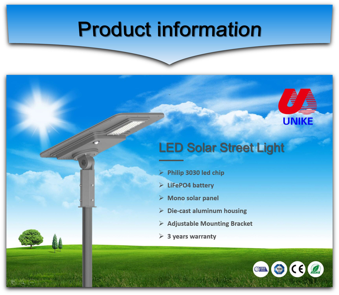 Smart Solar Panel Road Light Ip65 3200lm Solar Street Lights LED