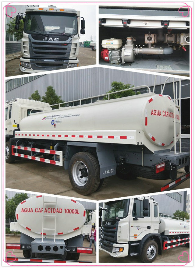 JAC 4X2 Water Transport Liquid Tank Truck With HONDA Water Pump 10m3