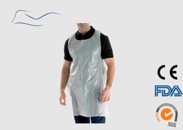 Quality Breathable Disposable Polythene Aprons Blue / White Color Belt On Waist Type for sale