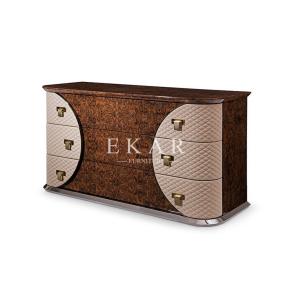 China Luxury High Gloss Leather Wooden 3 Drawer Chest wholesale