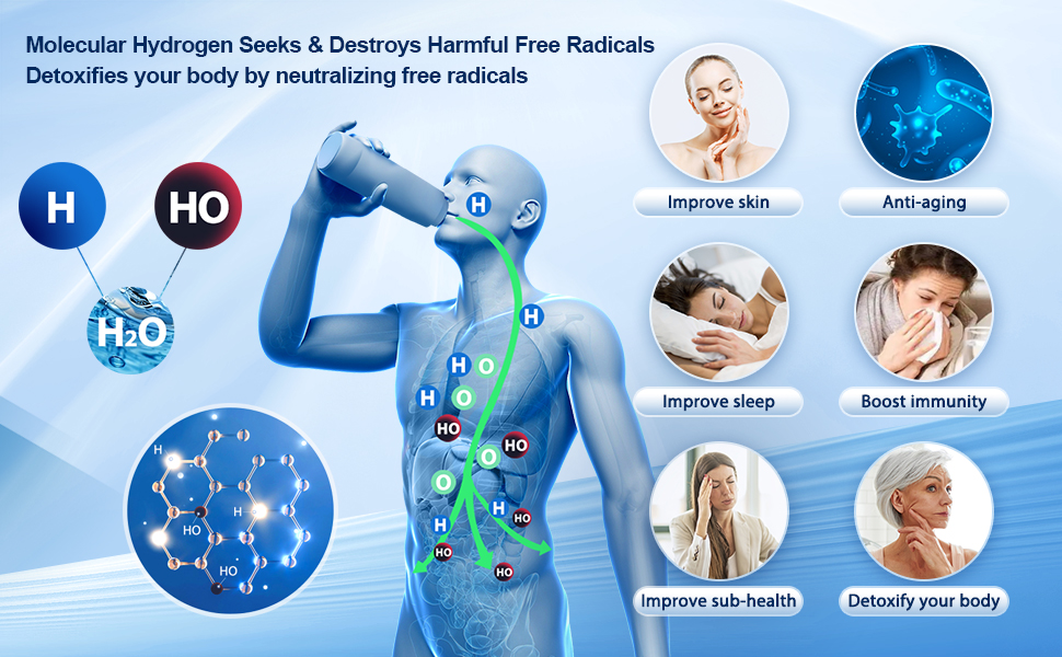 1800 ppb Hydrogen Water Bottle Generator for Odourless and Refreshing Drinking Water
