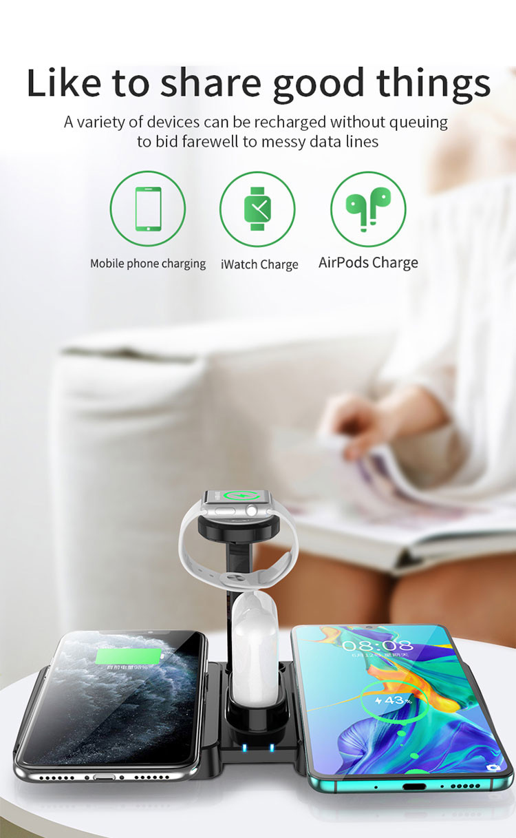 6in1 Multi Function Pen Holder Wireless Charger Fast Charging For Apple
