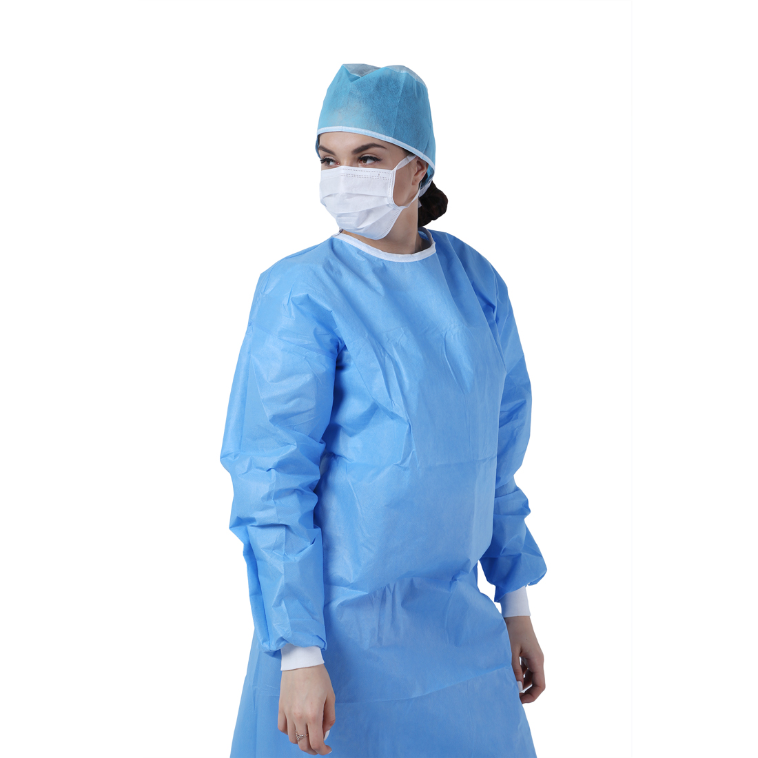 Pp Disposable Surgical Gown Blue Disposable Coveralls Breathable Fluid Resistant