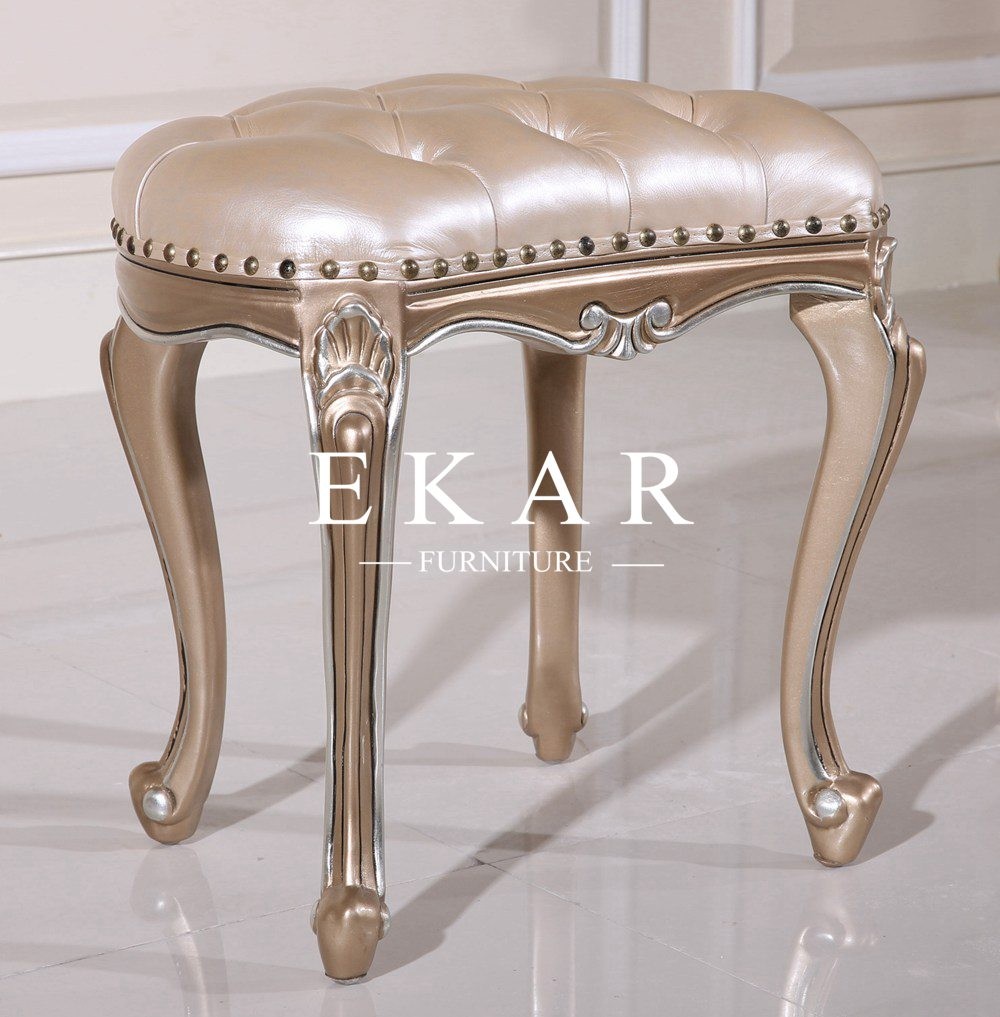 Antique Leather Wooden Stool Dresser Chair For Dressing Table LS-A316E