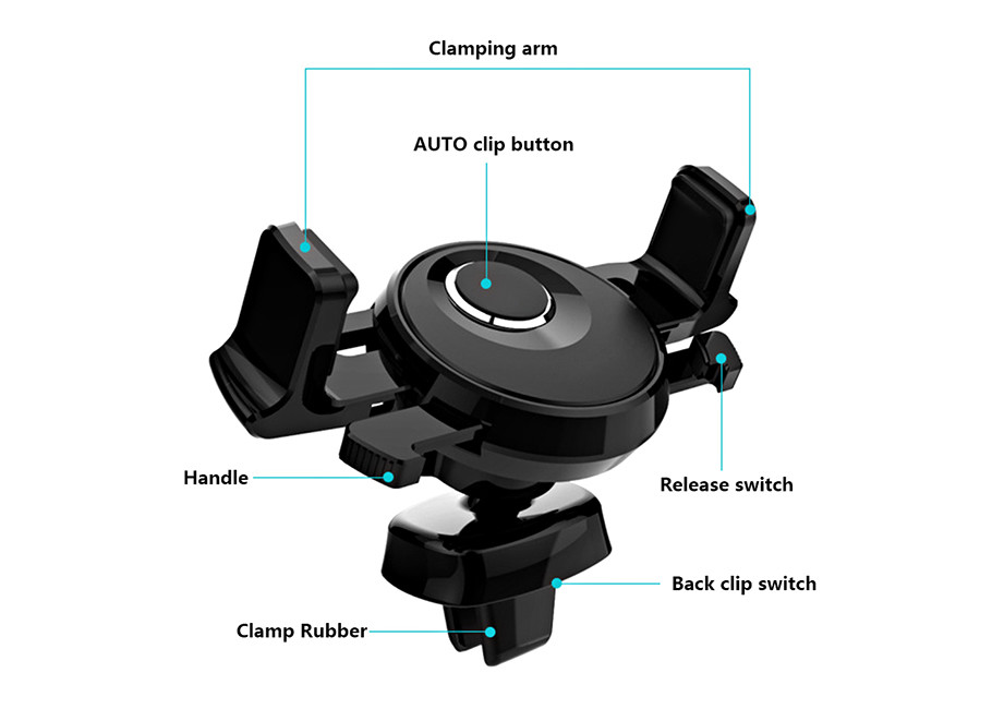 Mini Black Adjustable Phone Holder 360 Degree Mechanical Era Car Mount 70g
