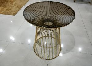 China Brown Surface 72cm Wrought Iron Glass Coffee Table wholesale