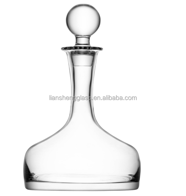 Rubber Stopper Sealing Type 750ml Clear Glass Bar Decanter for Whisky and Gin Bottle