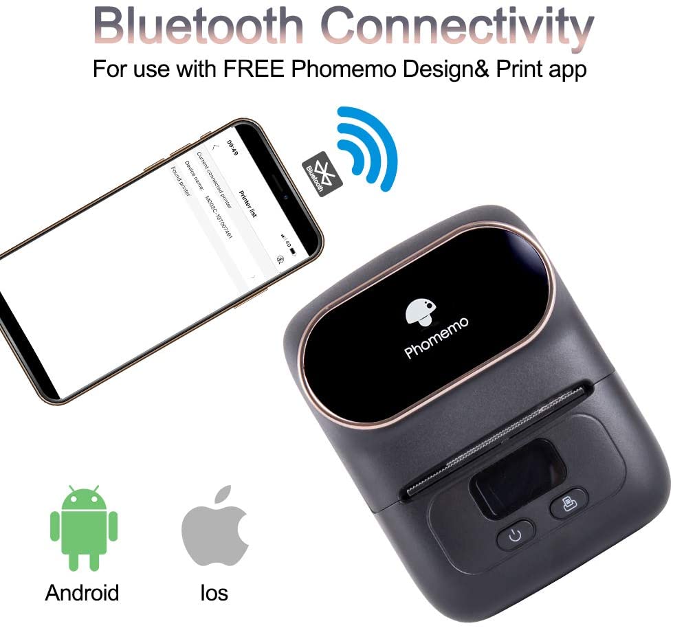 BT Thermal Label Maker Printer for Android iOS 20-45mm/s Printing Speed