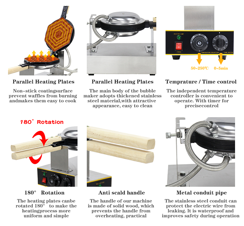 2023 High Productivity Electric Commercial Egg Waffle Maker Machine Bubble Waffle Machine