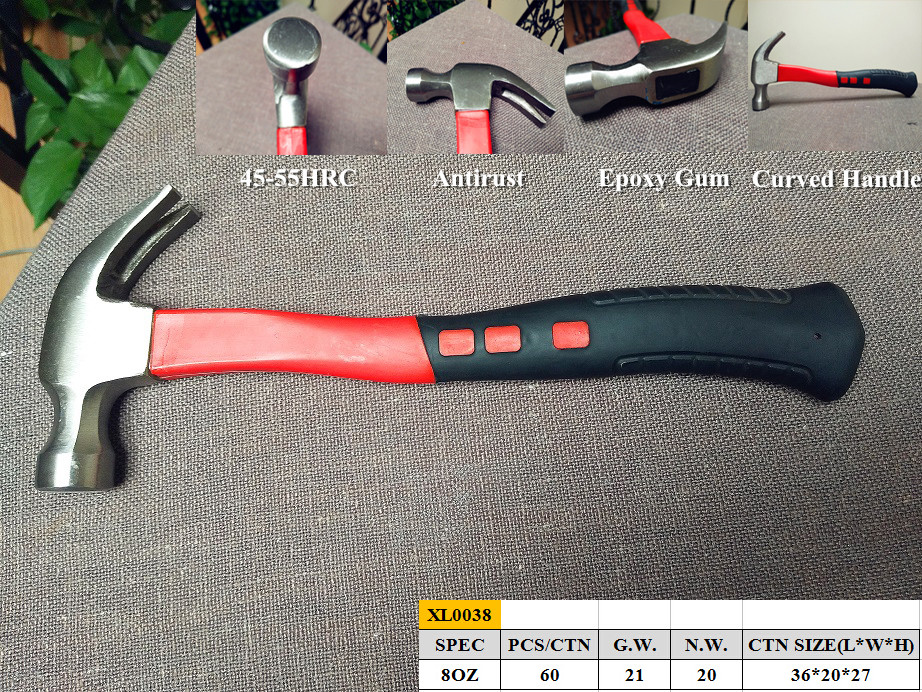 8oz American Type Carbon Steel Hand Working Claw Hammer (XL0038)