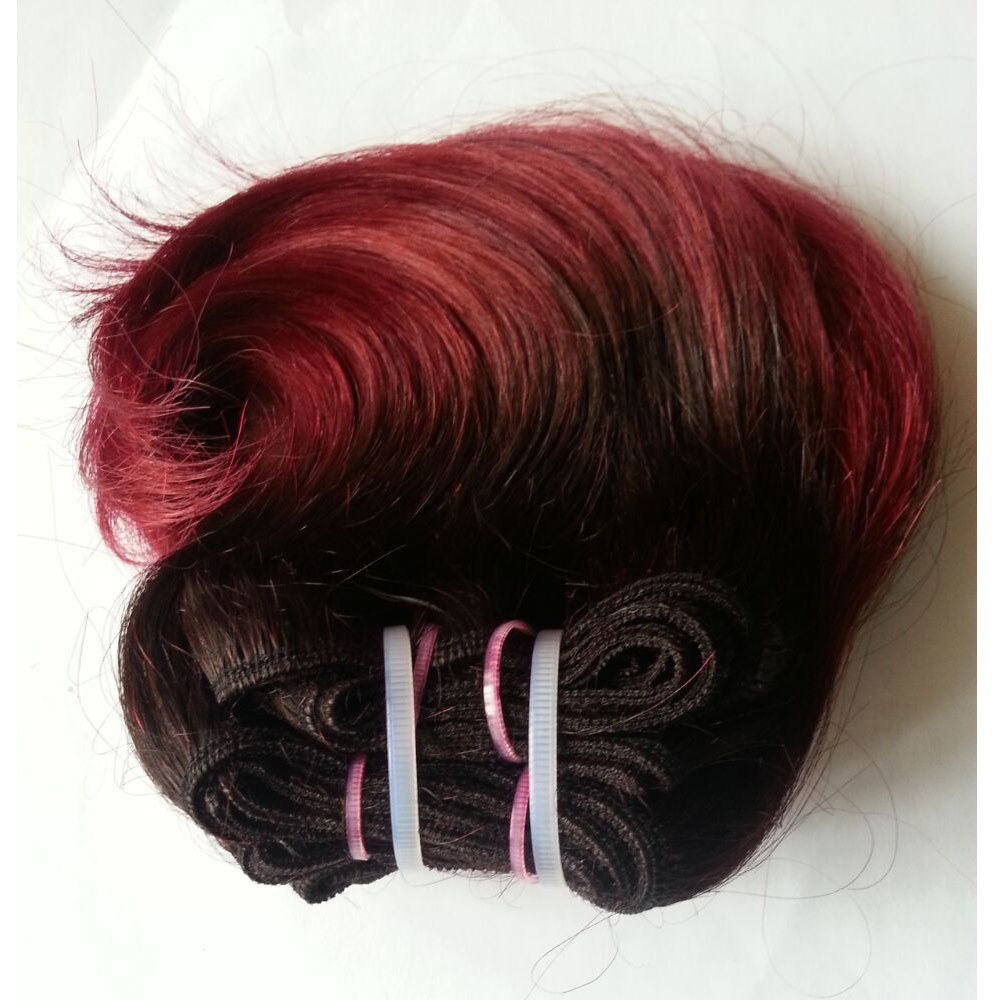 8 Inches Wholesale Ombre 1B/99J Curl Brazilian Hair Snail Weave