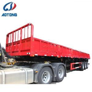 China Truck Trailer Three Axle 80 Ton Side Wall Drop Deck Fence Stake Cargo Semi Trailer wholesale