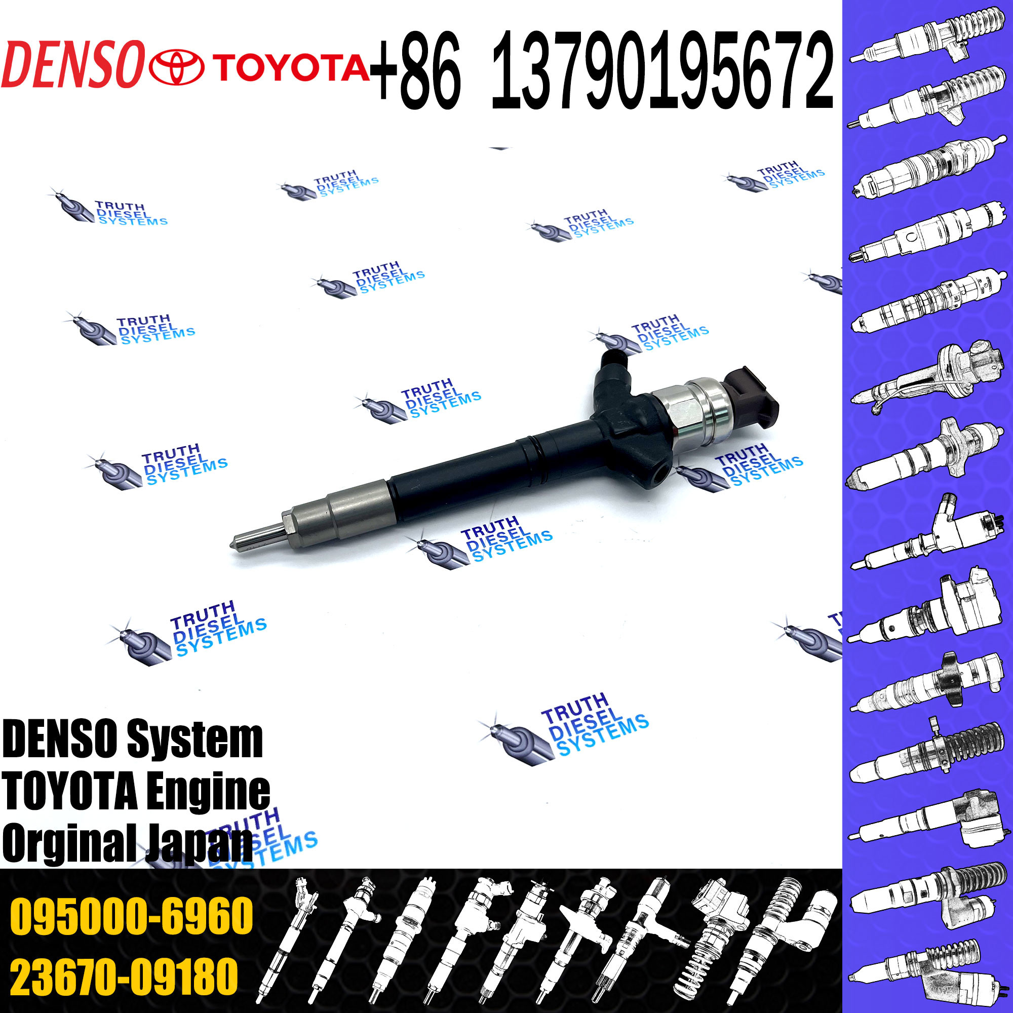 Injector Nozzle 23670-0R030 23670-09240 Injector For Toyota 1AD-FTV Common Rail Injector 095000-6410 095000-6960