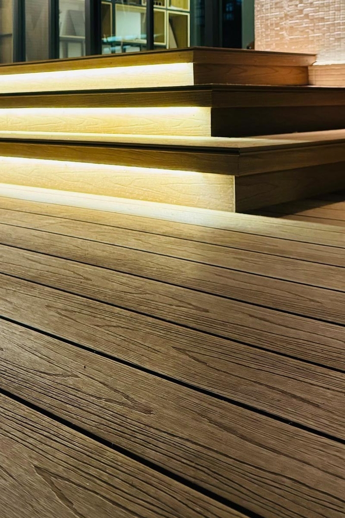 Embossed WPC Composite Decking Board Panel Anti Slip Low Maintenance