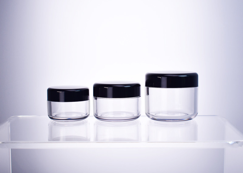 Custom Classic Glass-like Recyclable Plastic PET Cosmetics Jar 50ml For Skincare Face Cream With Classic Cylinder Shape